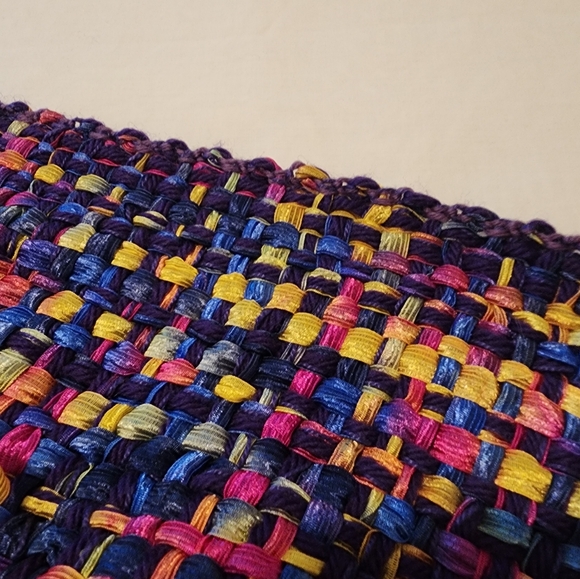 SHAWL HANDMADE - MULTICOLOR RIBBON WOVEN - GORGEOUS AND UNIQUE - Picture 4 of 11